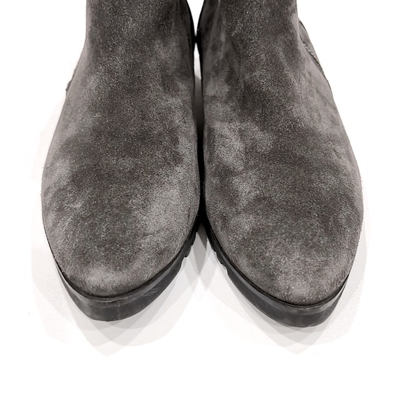 Paul Green Dina Gray Suede Leather Patent Detail Zipper Ankle Boots - Picture 2 of 10